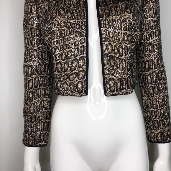 St. John Evening Animal Print Knit Crop Blazer - Picture 5 of 11